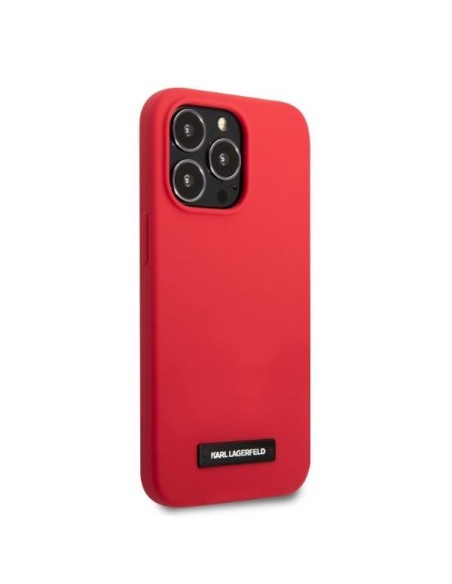 Karl Lagerfeld Silicone Plaque dėklas, skirtas iPhone 13 Pro / iPhone 13 - raudonas Karl Lagerfeld Silicone Plaque dėklas, skirtas iPhone 13 Pro / iPhone 13 - raudonas