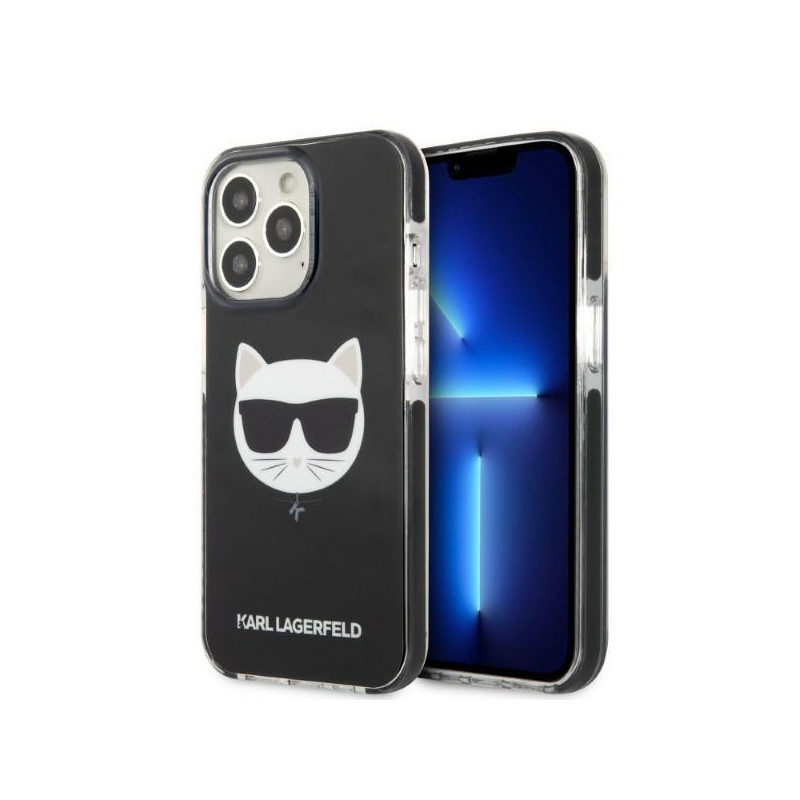 Karl Lagerfeld Choupette Head dėklas, skirtas iPhone 13 Pro / iPhone 13 - juodas