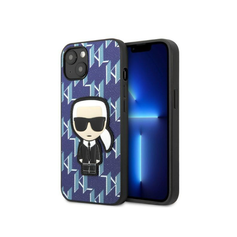 Karl Lagerfeld Monogram Ikonik Patch dėklas iPhone 13 - mėlynas Karl Lagerfeld Monogram Ikonik Patch dėklas iPhone 13 - mėlynas