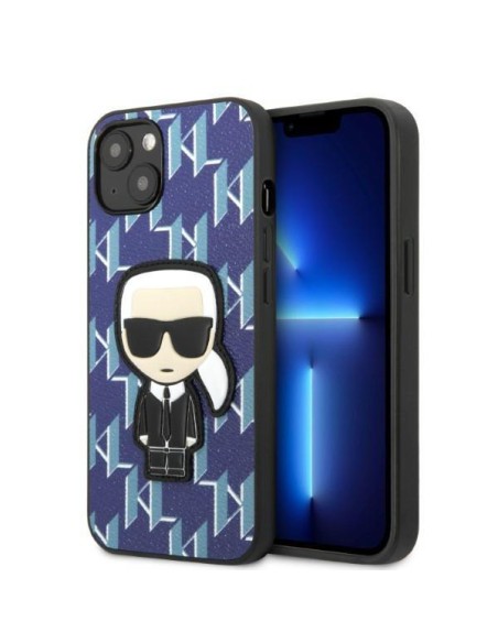 Karl Lagerfeld Monogram Ikonik Patch dėklas iPhone 13 - mėlynas Karl Lagerfeld Monogram Ikonik Patch dėklas iPhone 13 - mėlynas