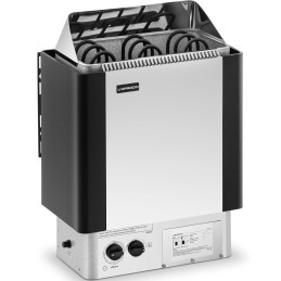 Elektrinė pirties krosnelė su įmontuotu valdymu 3-6 m3 iki 110C 400 V 4,5 kW sidabrinė-juoda