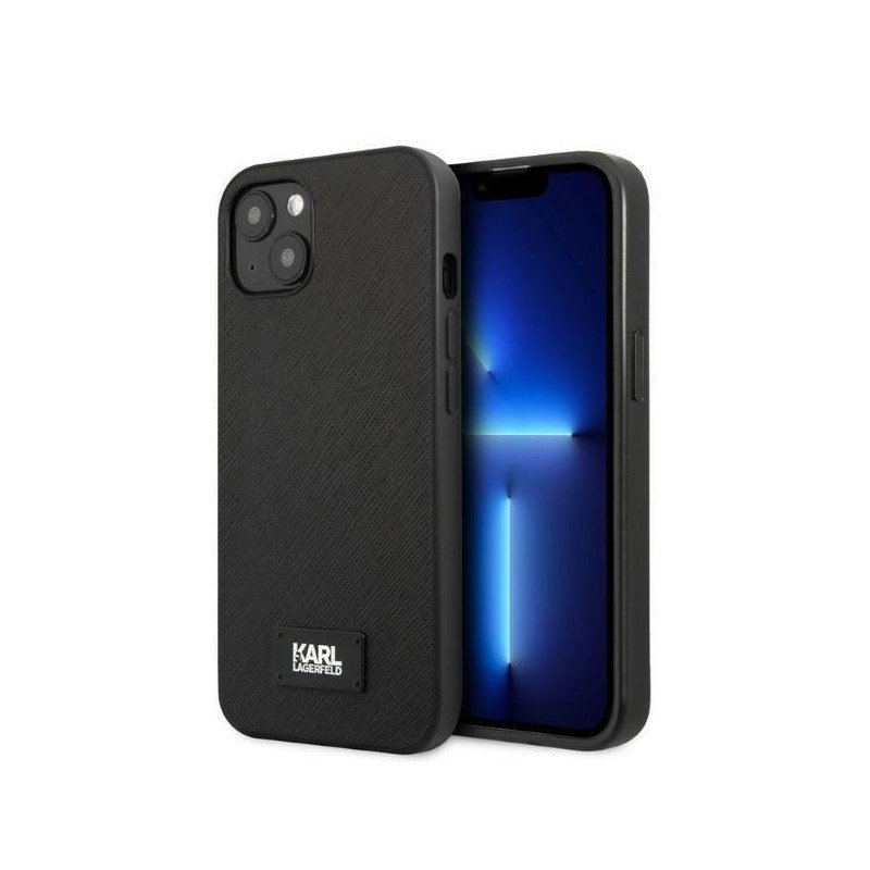 Karl Lagerfeld Saffiano Plaque dėklas iPhone 13 - juodas Karl Lagerfeld Saffiano Plaque dėklas iPhone 13 - juodas