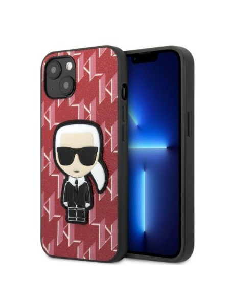 Karl Lagerfeld Monogram Ikonik Patch dėklas iPhone 13 mini - raudonas