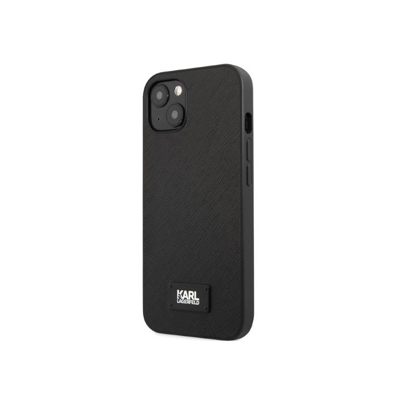 Karl Lagerfeld Saffiano Plaque dėklas iPhone 13 mini - juodas