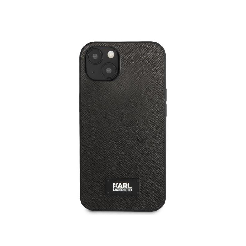 Karl Lagerfeld Saffiano Plaque dėklas iPhone 13 mini - juodas