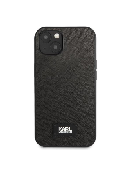 Karl Lagerfeld Saffiano Plaque dėklas iPhone 13 mini - juodas Karl Lagerfeld Saffiano Plaque dėklas iPhone 13 mini - juodas