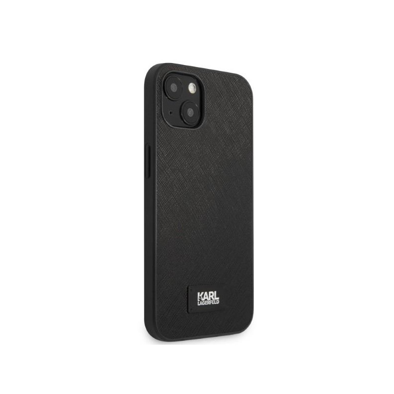 Karl Lagerfeld Saffiano Plaque dėklas iPhone 13 mini - juodas