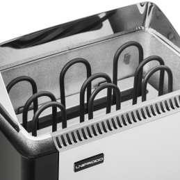 Elektrinė pirties krosnelė su įmontuotu valdymu 3-6 m3 iki 110C 400 V 4,5 kW sidabrinė-juoda