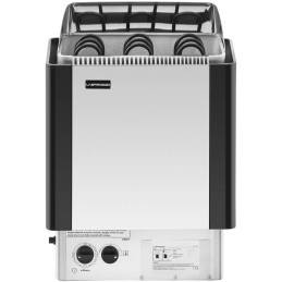 Elektrinė pirties krosnelė su įmontuotu valdymu 3-6 m3 iki 110C 400 V 4,5 kW sidabrinė-juoda