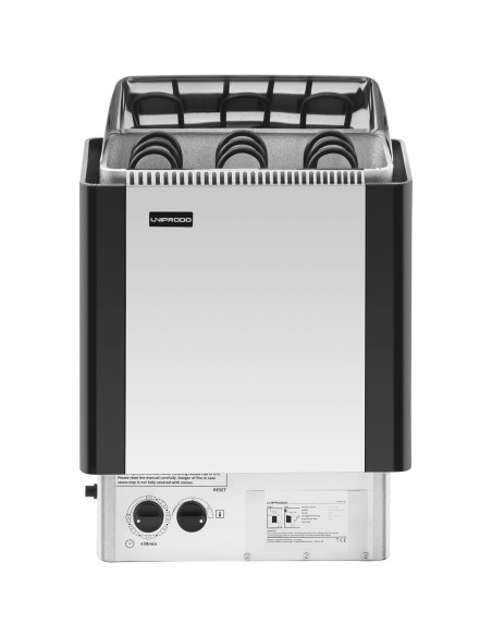 Elektrinė pirties krosnelė su įmontuotu valdymu 3-6 m3 iki 110C 400 V 4,5 kW sidabrinė-juoda Elektrinė pirties krosnelė su įmontuotu valdymu 3-6 m3 iki 110C 400 V 4,5 kW sidabrinė-juoda