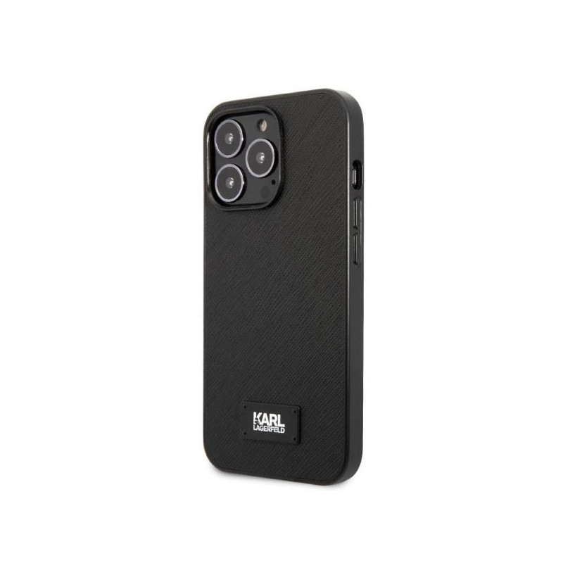 Karl Lagerfeld Saffiano Plaque dėklas iPhone 13 Pro Max - juodas