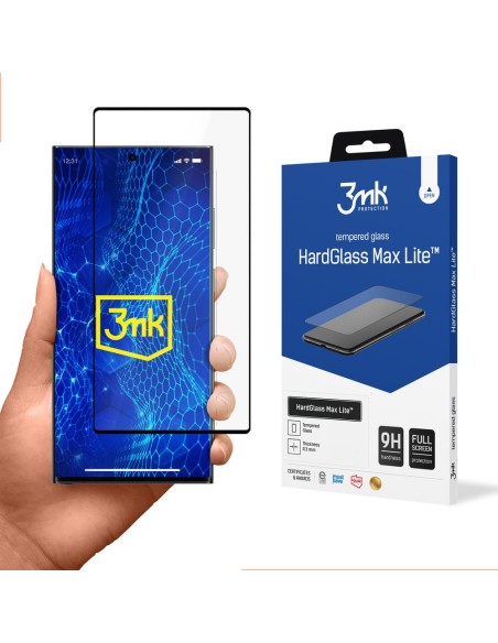 9H 3mk HardGlass Max Lite™ stiklas, skirtas Samsung Galaxy S23 Ultra 9H 3mk HardGlass Max Lite™ stiklas, skirtas Samsung Galaxy S23 Ultra