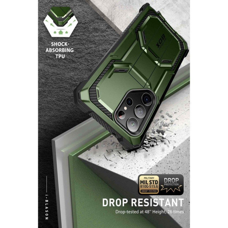 IBLSN ArmorBox Supcase dėklas, skirtas Samsung Galaxy S23 Ultra - žalias