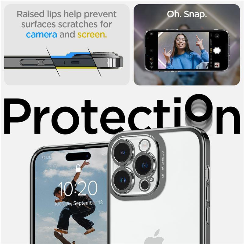 Spigen Optik Crystal dėklas iPhone 14 Pro - skaidrus ir pilkas