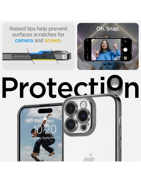 Spigen Optik Crystal dėklas iPhone 14 Pro - skaidrus ir pilkas Spigen Optik Crystal dėklas iPhone 14 Pro - skaidrus ir pilkas