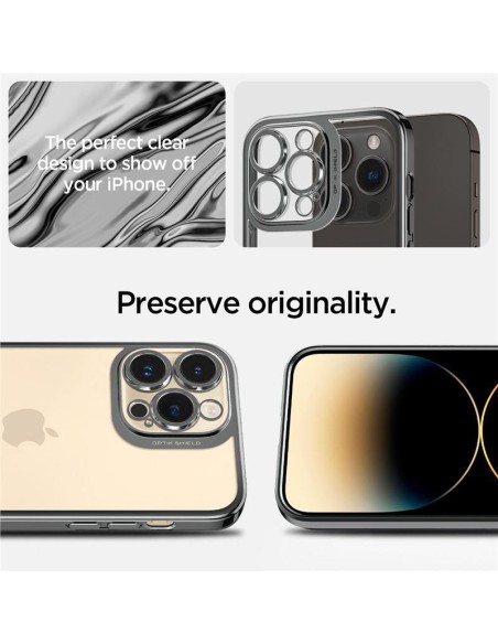 Spigen Optik Crystal dėklas iPhone 14 Pro - skaidrus ir pilkas Spigen Optik Crystal dėklas iPhone 14 Pro - skaidrus ir pilkas