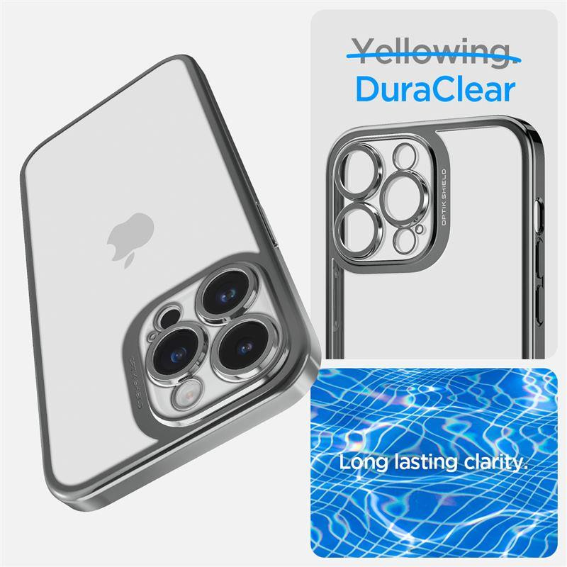 Spigen Optik Crystal dėklas iPhone 14 Pro - skaidrus ir pilkas