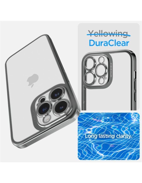 Spigen Optik Crystal dėklas iPhone 14 Pro - skaidrus ir pilkas Spigen Optik Crystal dėklas iPhone 14 Pro - skaidrus ir pilkas