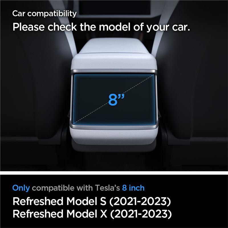Spigen Glas.tR plonas grūdintas stiklas, skirtas Tesla Model X 2022 / Model S 2021 – juodas