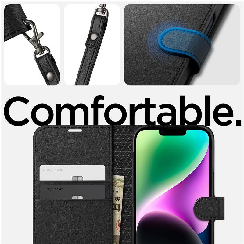 Spigen Wallet S dėklas iPhone 14 - juodas