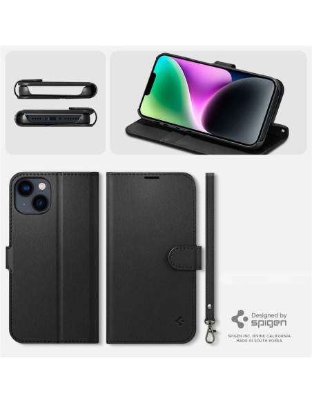 Spigen Wallet S dėklas iPhone 14 - juodas Spigen Wallet S dėklas iPhone 14 - juodas