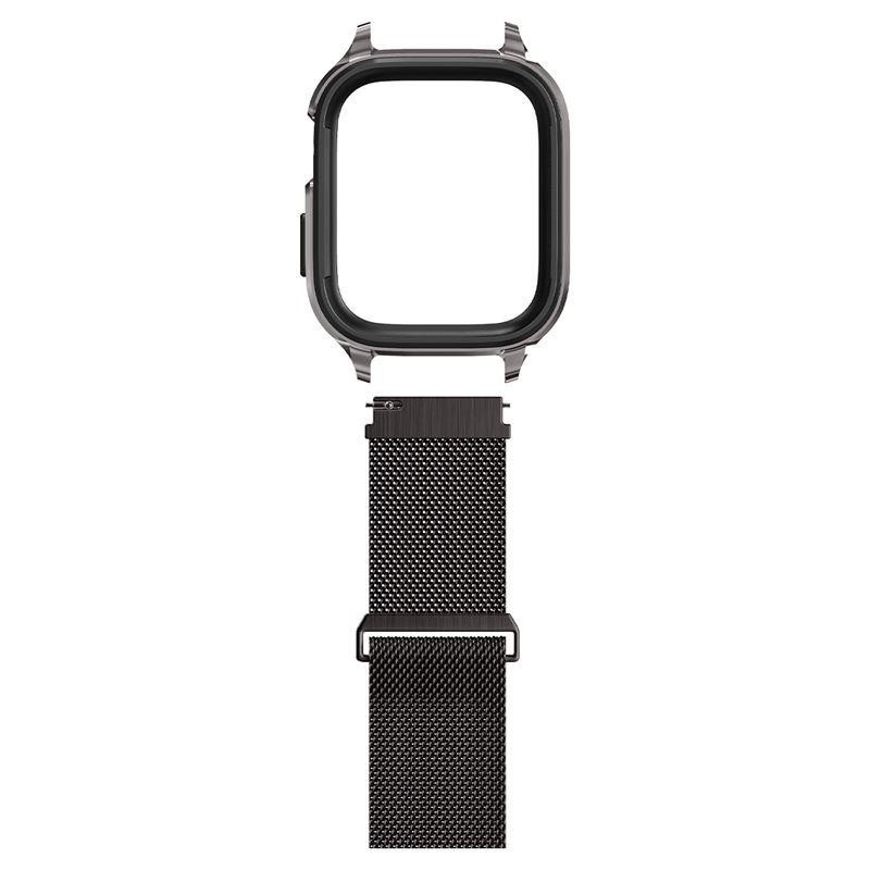 Spigen Metal Fit Pro dėklas ir dirželis, skirtas Apple Watch 4/ 5/ 6/ 7/ 8/ 9/ SE (44/ 45 mm) – grafitas