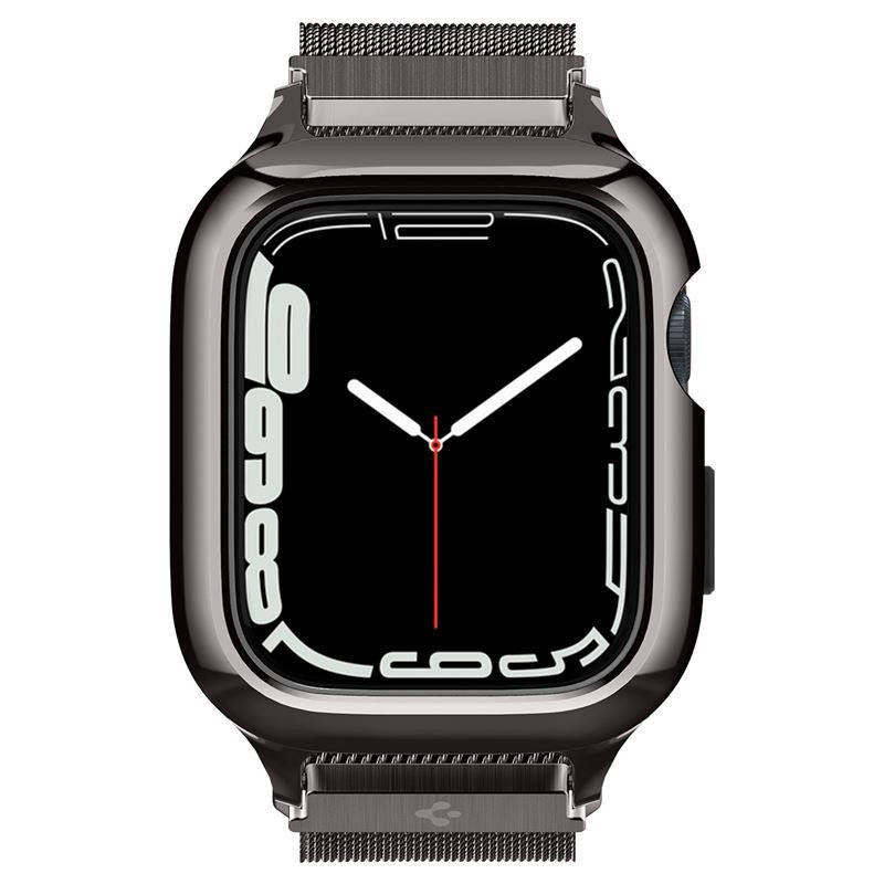 Spigen Metal Fit Pro dėklas ir dirželis, skirtas Apple Watch 4/ 5/ 6/ 7/ 8/ 9/ SE (44/ 45 mm) – grafitas