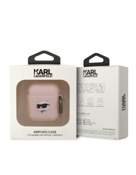 Karl Lagerfeld Silicone Choupette Head 3D dėklas, skirtas AirPods 1/ 2 – rožinis Karl Lagerfeld Silicone Choupette Head 3D dėklas, skirtas AirPods 1/ 2 – rožinis