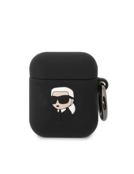 Karl Lagerfeld Silicone Karl Head 3D dėklas, skirtas AirPods 1/ 2 - juodas Karl Lagerfeld Silicone Karl Head 3D dėklas, skirtas AirPods 1/ 2 - juodas