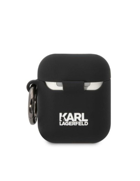 Karl Lagerfeld Silicone Karl Head 3D dėklas, skirtas AirPods 1/ 2 - juodas Karl Lagerfeld Silicone Karl Head 3D dėklas, skirtas AirPods 1/ 2 - juodas