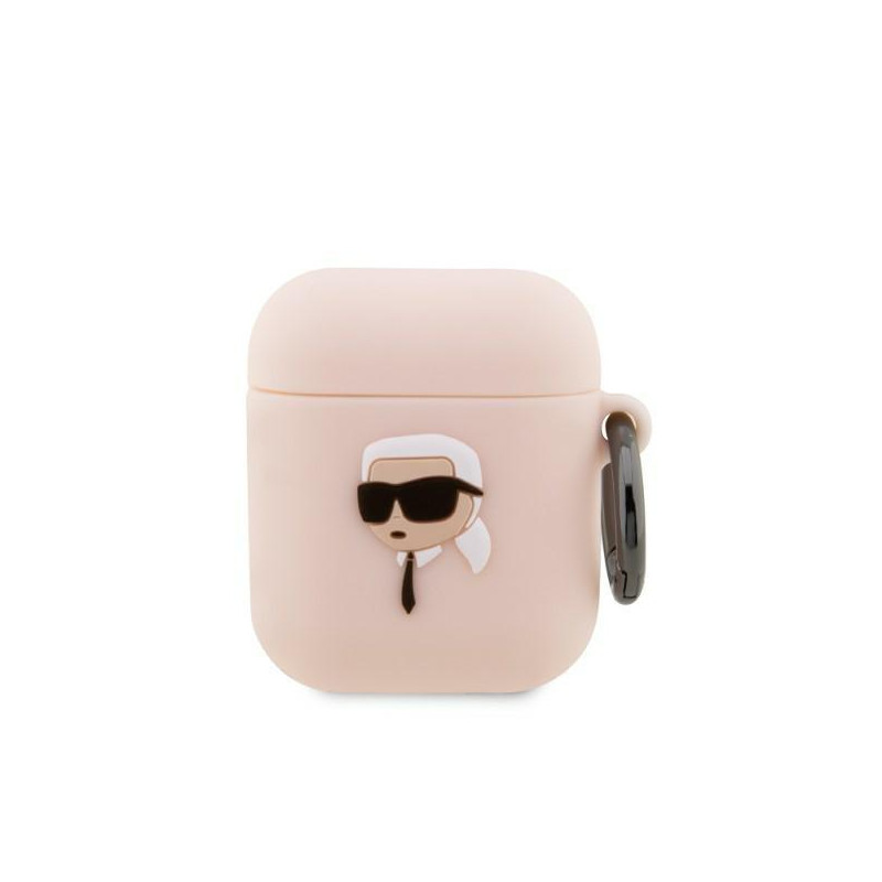 Karl Lagerfeld Silicone Karl Head 3D dėklas, skirtas AirPods 1/ 2 - rožinis Karl Lagerfeld Silicone Karl Head 3D dėklas, skirtas AirPods 1/ 2 - rožinis
