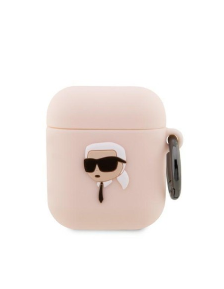 Karl Lagerfeld Silicone Karl Head 3D dėklas, skirtas AirPods 1/ 2 - rožinis Karl Lagerfeld Silicone Karl Head 3D dėklas, skirtas AirPods 1/ 2 - rožinis