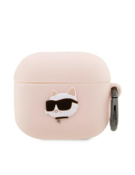 Karl Lagerfeld Silicone Choupette Head 3D dėklas, skirtas AirPods 3 - rožinis