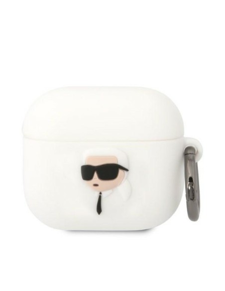 Karl Lagerfeld Silicone Karl Head 3D dėklas, skirtas AirPods 3 - baltas
