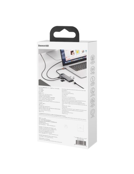 Daugiafunkcis HUB 8in1 USB USB-C PD 100W HDMI SD ir microSD kortelių skaitytuvas 3x USB 3.2 RJ45 Pilka Daugiafunkcis HUB 8in1 USB USB-C PD 100W HDMI SD ir microSD kortelių skaitytuvas 3x USB 3.2 RJ45 Pilka