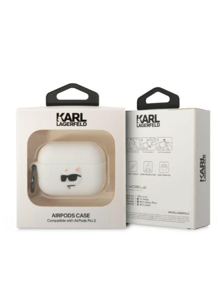 Karl Lagerfeld Silicone Choupette Head 3D dėklas, skirtas AirPods Pro 2 - baltas Karl Lagerfeld Silicone Choupette Head 3D dėklas, skirtas AirPods Pro 2 - baltas