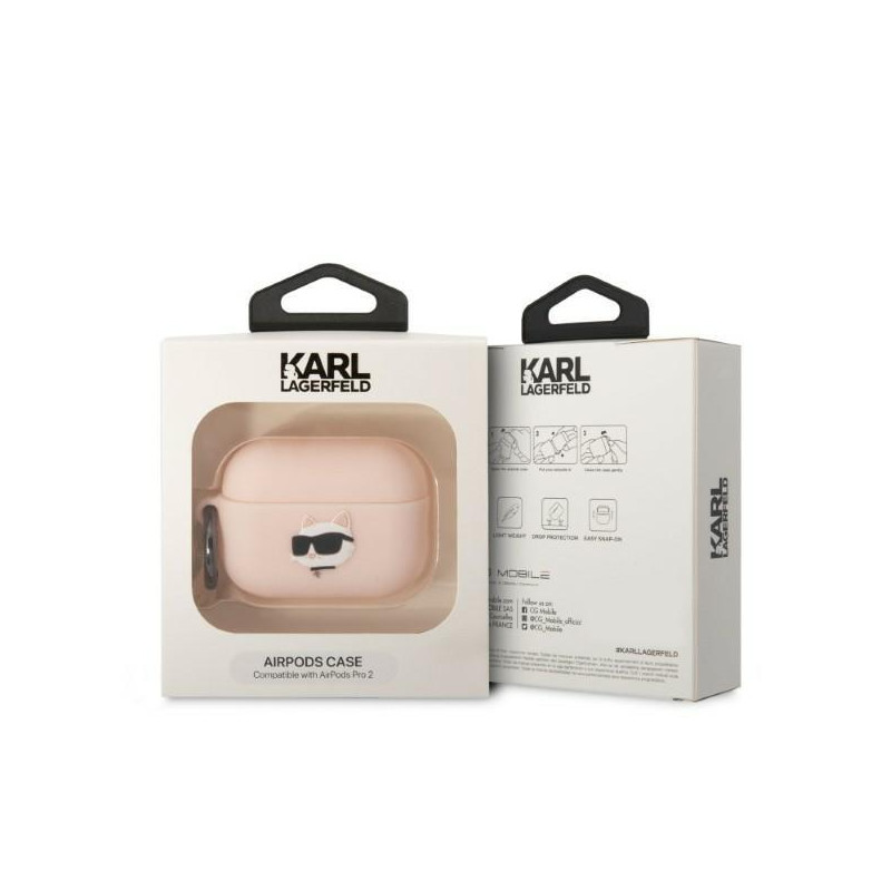 Karl Lagerfeld Silicone Choupette Head 3D dėklas, skirtas AirPods Pro 2 – rožinis