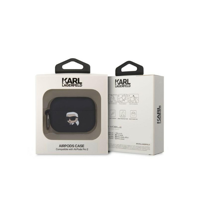 Karl Lagerfeld Silicone Karl Head 3D dėklas, skirtas AirPods Pro 2 - juodas