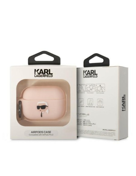 Karl Lagerfeld Silicone Karl Head 3D dėklas, skirtas AirPods Pro 2 – rožinis Karl Lagerfeld Silicone Karl Head 3D dėklas, skirtas AirPods Pro 2 – rožinis