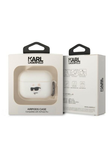 Karl Lagerfeld Silicone Choupette Head 3D dėklas, skirtas AirPods Pro - baltas