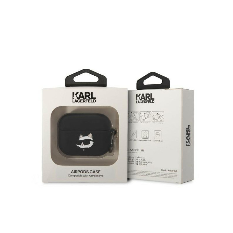 Karl Lagerfeld Silicone Choupette Head 3D dėklas, skirtas AirPods Pro - juodas