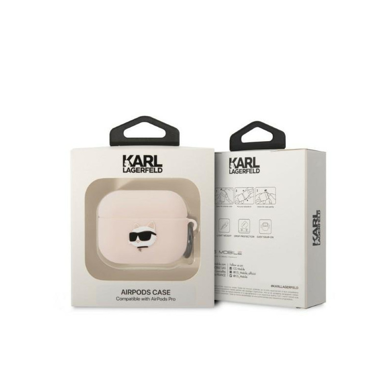 Karl Lagerfeld Silicone Choupette Head 3D dėklas, skirtas AirPods Pro – rožinis