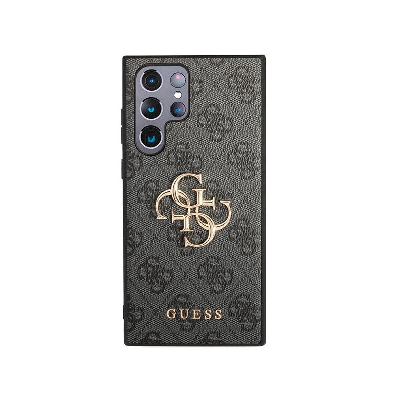 Guess 4G Big Metal Logo dėklas, skirtas Samsung Galaxy S23 Ultra - pilkas