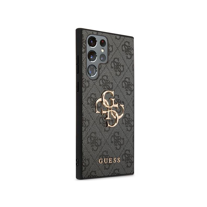 Guess 4G Big Metal Logo dėklas, skirtas Samsung Galaxy S23 Ultra - pilkas