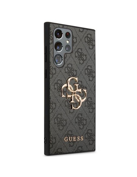 Guess 4G Big Metal Logo dėklas, skirtas Samsung Galaxy S23 Ultra - pilkas