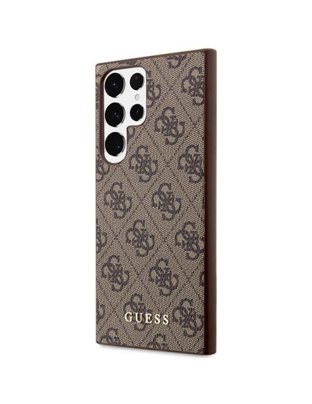 Guess 4G Metal Gold Logo dėklas, skirtas Samsung Galaxy S23 Ultra - rudas Guess 4G Metal Gold Logo dėklas, skirtas Samsung Galaxy S23 Ultra - rudas
