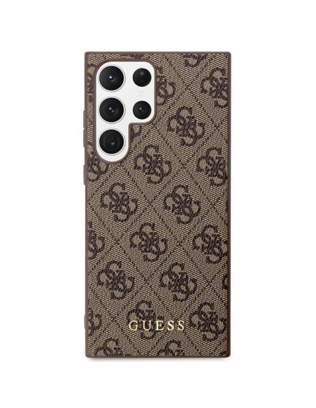Guess 4G Metal Gold Logo dėklas, skirtas Samsung Galaxy S23 Ultra - rudas Guess 4G Metal Gold Logo dėklas, skirtas Samsung Galaxy S23 Ultra - rudas