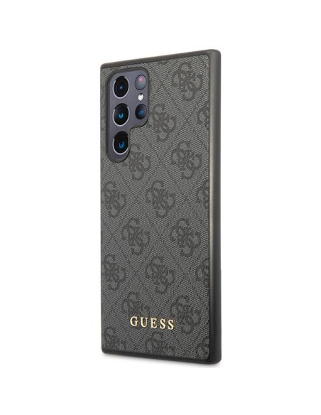 Guess 4G Metal Gold Logo dėklas, skirtas Samsung Galaxy S23 Ultra - pilkas Guess 4G Metal Gold Logo dėklas, skirtas Samsung Galaxy S23 Ultra - pilkas