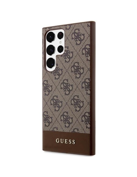 Guess 4G Stripe Collection dėklas, skirtas Samsung Galaxy S23 Ultra - rudas Guess 4G Stripe Collection dėklas, skirtas Samsung Galaxy S23 Ultra - rudas