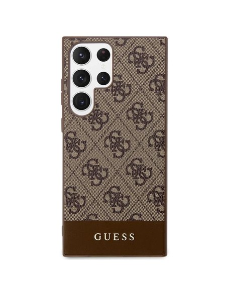 Guess 4G Stripe Collection dėklas, skirtas Samsung Galaxy S23 Ultra - rudas Guess 4G Stripe Collection dėklas, skirtas Samsung Galaxy S23 Ultra - rudas